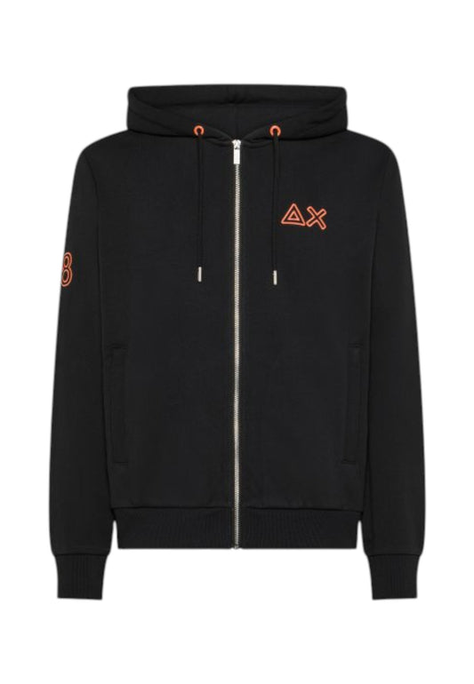 SUN68 Felpa Uomo Nero Arancione F45131-AI26-11