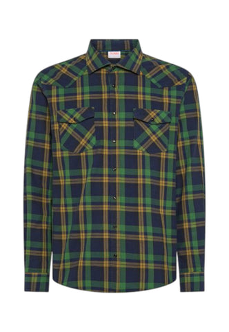 SUN68 Camicia Uomo Verde Blu Giallo S45109-AI26-74