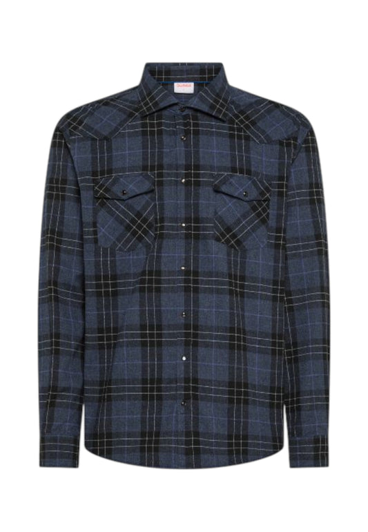 SUN68 Camicia Uomo Blu Nero S45109-AI26-07