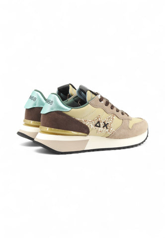 SUN68 Sneakers Donna Beige Verde Glitter Z45217-AI26-77