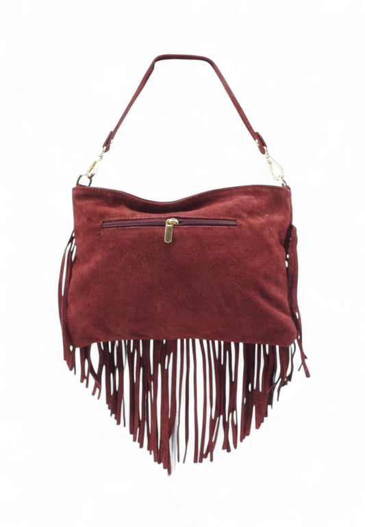VIA MILANO 21 Isabel Borsa A Spalla Donna Bordeaux Frange ISABELBO-AI26