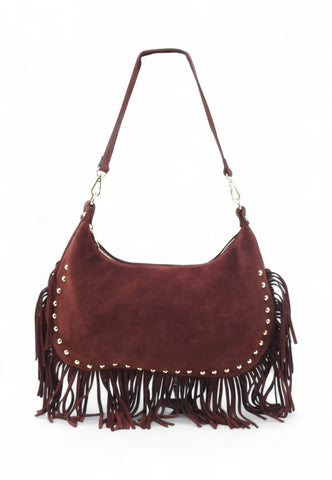 VIA MILANO 21 Mila Borsa A Spalla Donna Bordeaux Frange MILABO-AI26