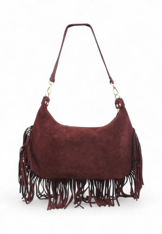 VIA MILANO 21 Mila Borsa A Spalla Donna Bordeaux Frange MILABO-AI26