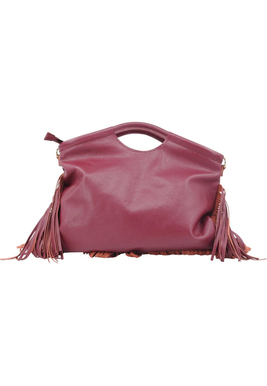 VIA MILANO 21 Serena Borsa A Mano Donna Bordeaux Frange SERENABO-AI26