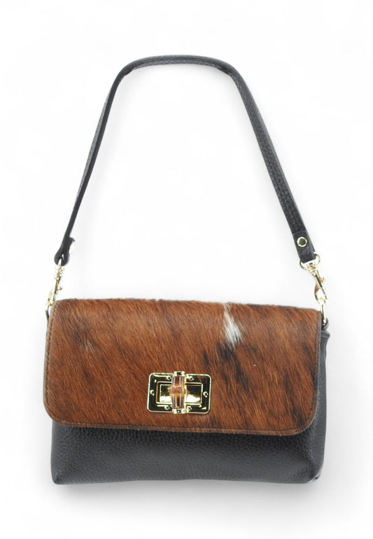 VIA MILANO Giada Borsa A Mano Donna Nero Marrone Animalier GIADANM-AI26