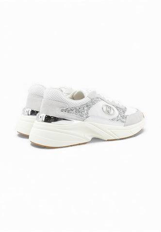 LIU JO Sneakers Donna Bianco Argento Glitter BA6045PX73601111-PE26