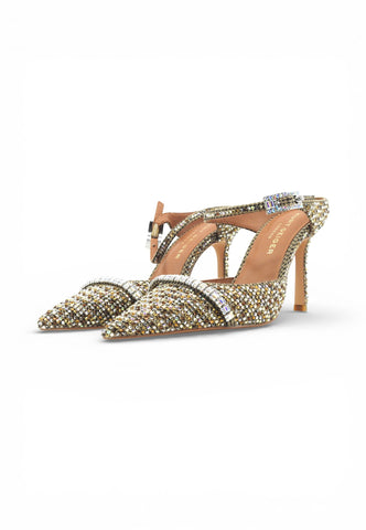 KURT GEIGER Sandali Tacco Donna Beige Nero Strass 5394043609-PE26