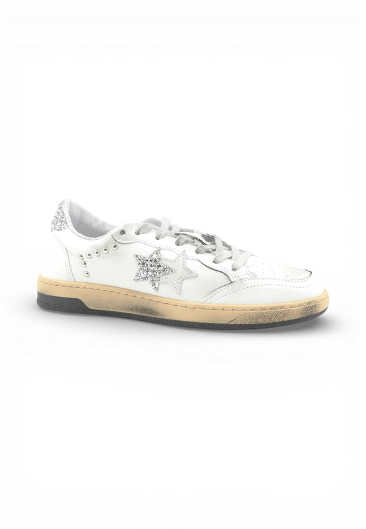 2STARS Sneakers Donna Bianco Argento Glitter Borchie 2SD5028_064-PE26-064