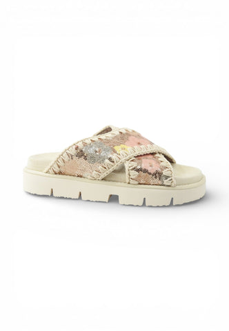 MOU Ciabatte Sequins Donna Beige Multicolore Paillettes MU.SW461017G-PE26-SSNUD