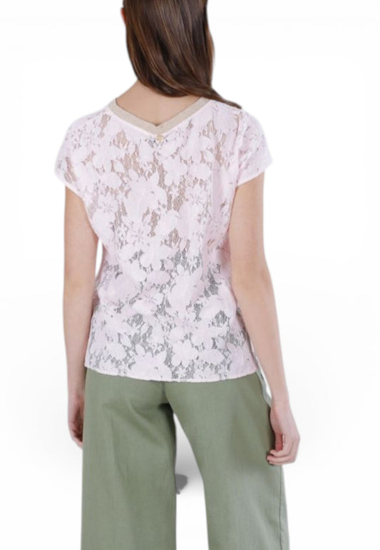 CAFE NOIR T-Shirt Pizzo Donna Rosa C7JT0260-PE26-R002