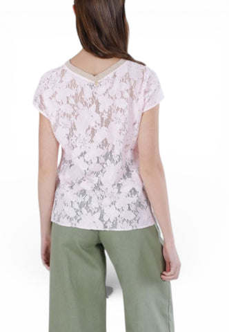 CAFE NOIR T-Shirt Pizzo Donna Rosa C7JT0260-PE26-R002