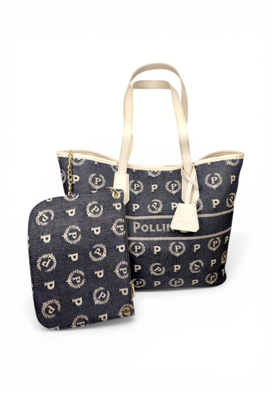 POLLINI Borsa Shopper Donna Blu Denim Bianco TE8427PP06Q6G75A-PE26