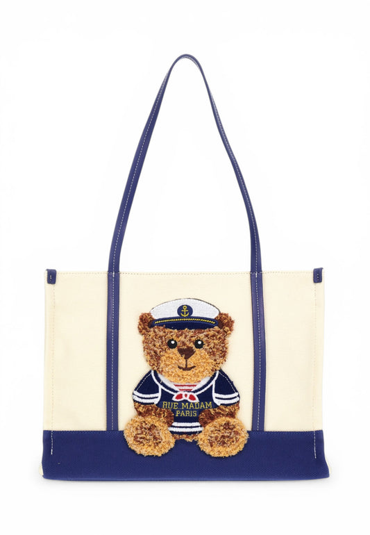 RUE MADAMI Borsa Shopper Donna Bianco Blu 1542-PE26-BICOLORBLUE