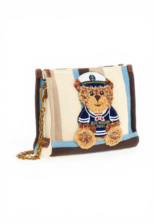 RUE MADAME Borsa Pochette Donna Bianco Marrone Azzurro 1544-PE26-MULTIBROWN