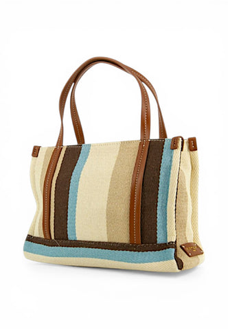 RUE MADAME Borsa A Mano Donna Bianco Marrone Azzurro 1543-PE26-MULTIBROWN