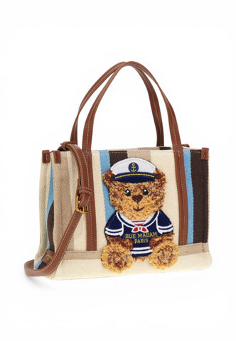 RUE MADAME Borsa A Mano Donna Bianco Marrone Azzurro 1543-PE26-MULTIBROWN