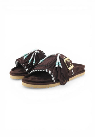 COLORS OF CALIFORNIA Ciabatte Donna Marrone Azzurro Frange HC.BIOW603-PE26-MOKA