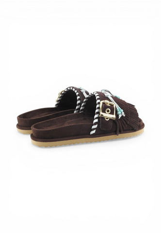 COLORS OF CALIFORNIA Ciabatte Donna Marrone Azzurro Frange HC.BIOW603-PE26-MOKA