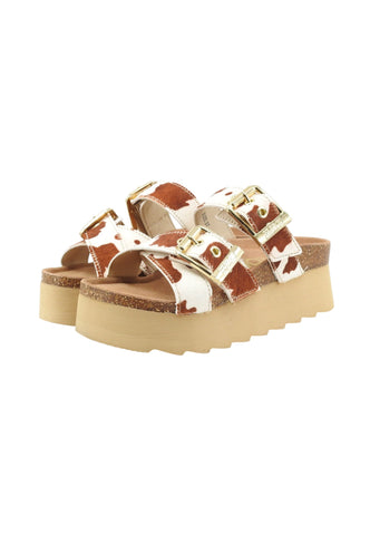 COLORS OF CALIFORNIA Ciabatte Donna Bianco Marrone Animalier HC.BES601-PE26-COW