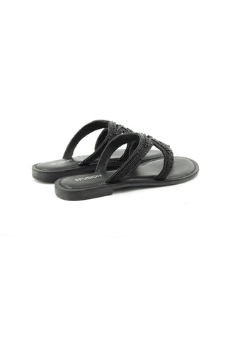 CB FUSION Ciabatte Infradito Donna Nero Perle CBF.R226010-PE26-BLA