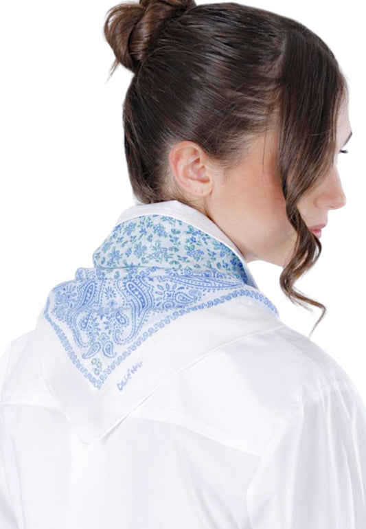 CAFE NOIR Foulard Donna Bianco Blu C4JU0160-PE26-B067