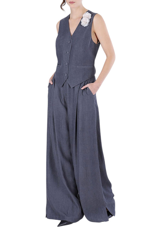CAFE NOIR Completo Gilet + Pantaloni Donna Grigio C7JH0103-PE26-X020
