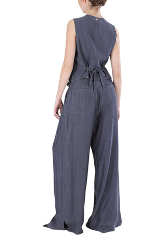 CAFE NOIR Completo Gilet + Pantaloni Donna Grigio C7JH0103-PE26-X020