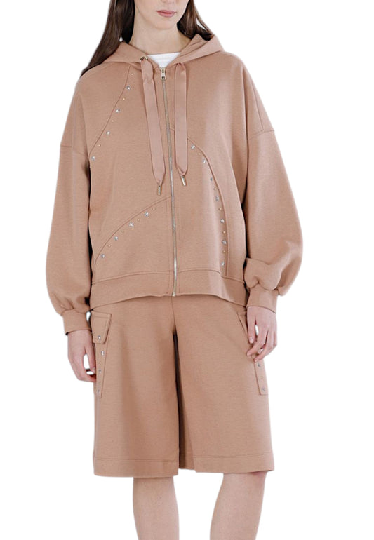 CAFE NOIR Completo Felpa + Bermuda Donna Marrone Borchie C7JF0127-PE26-M064