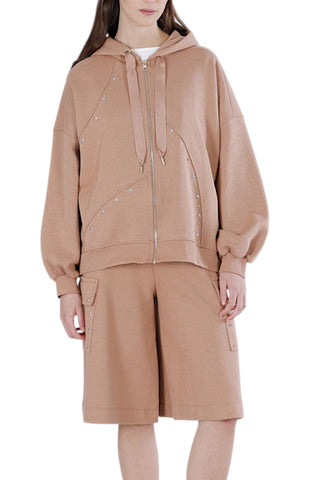 CAFE NOIR Completo Felpa + Bermuda Donna Marrone Borchie C7JF0127-PE26-M064