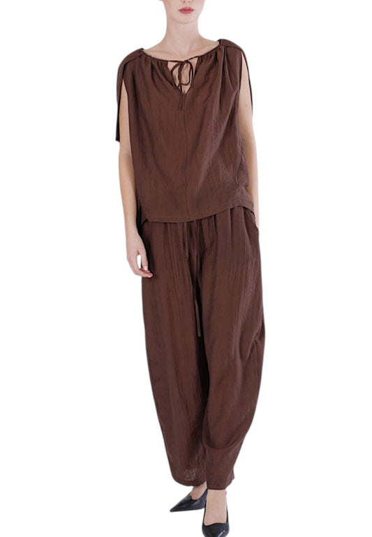 CAFE NOIR Completo Blusa + Pantaloni Donna Marrone C7JC0232-PE26-M069