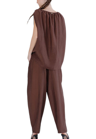 CAFE NOIR Completo Blusa + Pantaloni Donna Marrone C7JC0232-PE26-M069