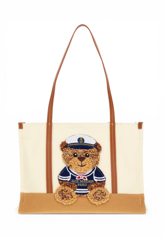 RUE MADAME Borsa Shopper Donna Bianco Marrone 1542-PE26-BICOLOR COOKIE