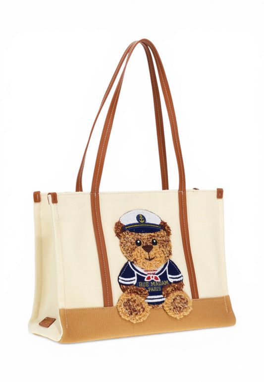 RUE MADAME Borsa Shopper Donna Bianco Marrone 1542-PE26-BICOLOR COOKIE