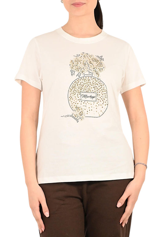 MARKUP T-Shirt Donna Bianco Strass MW1610024-PE26-OFFWHITE