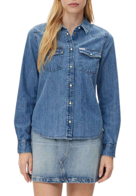 GUESS Camicia Jeans Donna Blu Denim W5RH35D5M81-PE26-GJMW