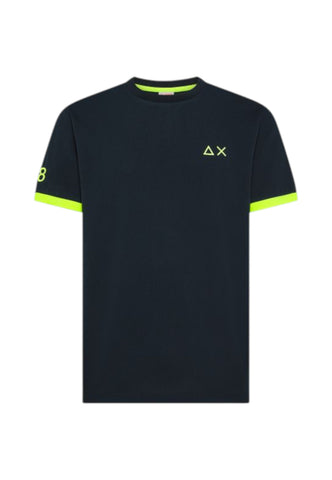 SUN68 T-Shirt Uomo Blu Giallo T36120-PE26-07