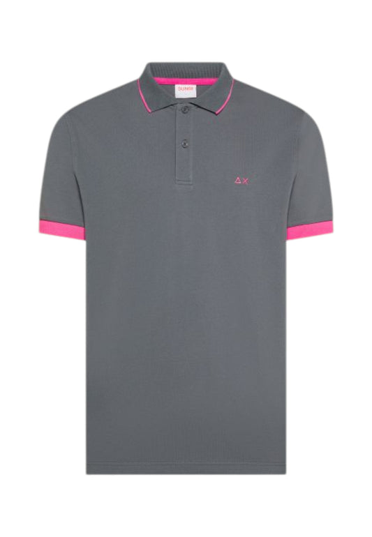 SUN68 T-Shirt Polo Uomo Grigio Rosa A36120-PE26-99