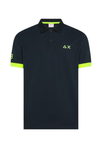 SUN68 T-Shirt Polo Uomo Blu Giallo A36121-PE26-07