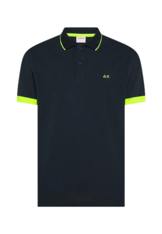 SUN68 T-Shirt Polo Uomo Blu Giallo A36120-PE26-07
