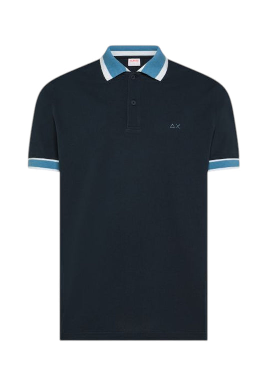 SUN68 T-Shirt Polo Uomo Blu Azzurro A36117-PE26-07