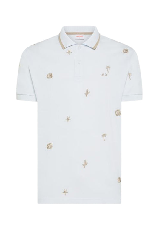SUN68 T-Shirt Polo Uomo Bianco Beige A36126-PE26-01