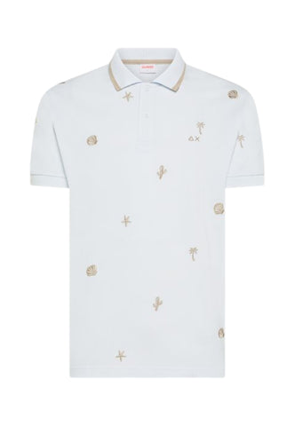 SUN68 T-Shirt Polo Uomo Bianco Beige A36126-PE26-01