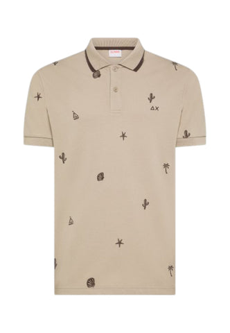 SUN68 T-Shirt Polo Uomo Beige Marrone A36126-PE26-98
