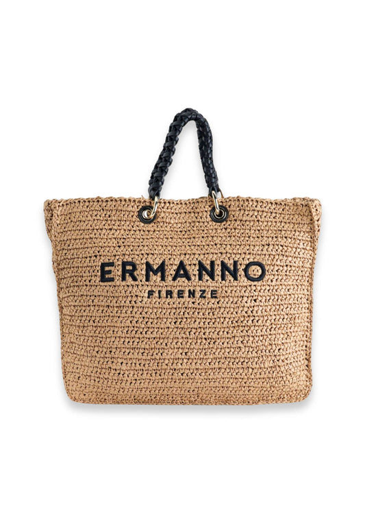 ERMANNO SCERVINO Borsa Shopper Donna Beige Nero 12402082-PE26-293