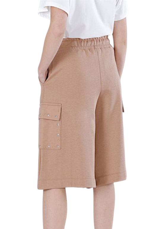 CAFE NOIR Bermuda Tuta Donna Marrone Borchie C7JF0129-PE26-M064