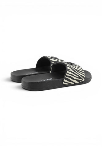 U.S. POLO ASSN: Ciabatte Donna Nero Bianco Animalier IVY002F-PE26-BLK-ZEB01