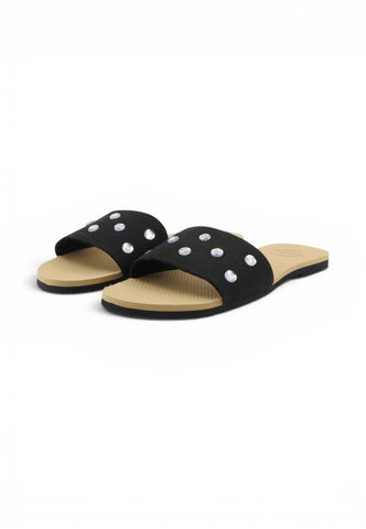 SUN68 Ciabatte Donna Nero Beige Strass X36209-PE26-11