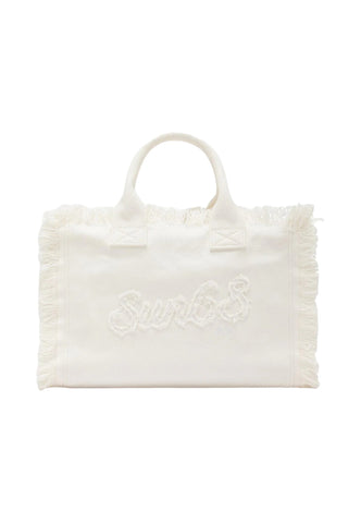 SUN68 Borsa Shopper Bianco Frange W36208-PE26-31
