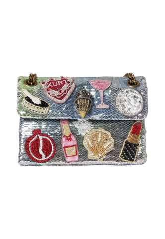 KURT GEIGER Borsa A Spalla Donna Argento Multicolore Paillettes 5380067779-PE26