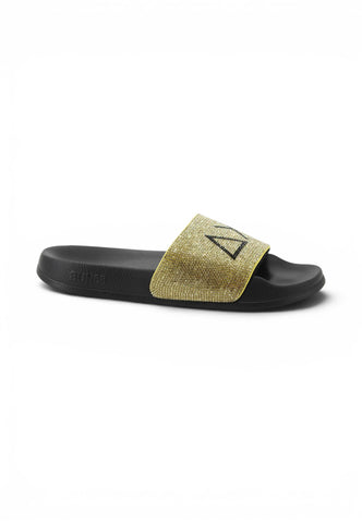 SUN68 Ciabatte Donna Nero Oro Strass X36211-PE26-1143